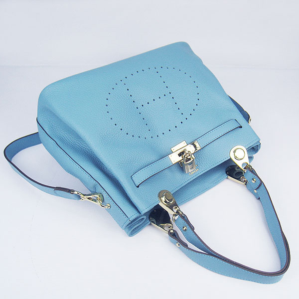 Replica Hermes New Arrival Double-duty leather handbag Light Blue 60668 - Click Image to Close